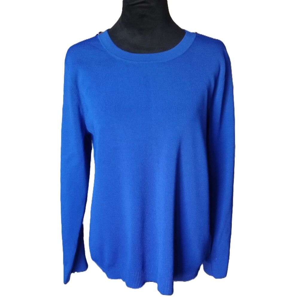 International Concepts Women's XXL Royal Blue Sweater With Decorative Buttons